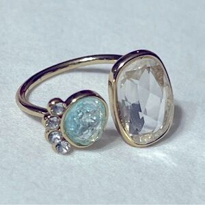 Anthropologie Gold and Blue Gemstone Ring